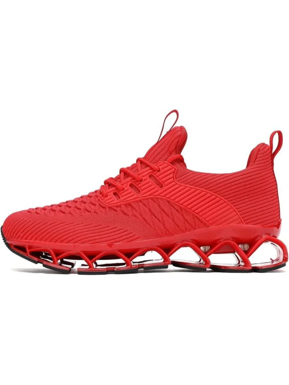Men's Red Comfort Non Slip Blade Tennis Athletic Trainer Slip on Sneaker Shoes